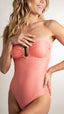 Maillot de bain 1 pièce bustier avec bijou - Metalic