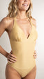 Maillot de bain 1 pièce foulard dos en V - Metalic