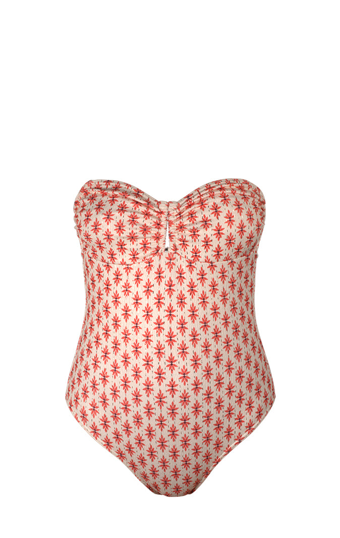 Maillot de bain 1 pièce bustier avec bijou - Rosa